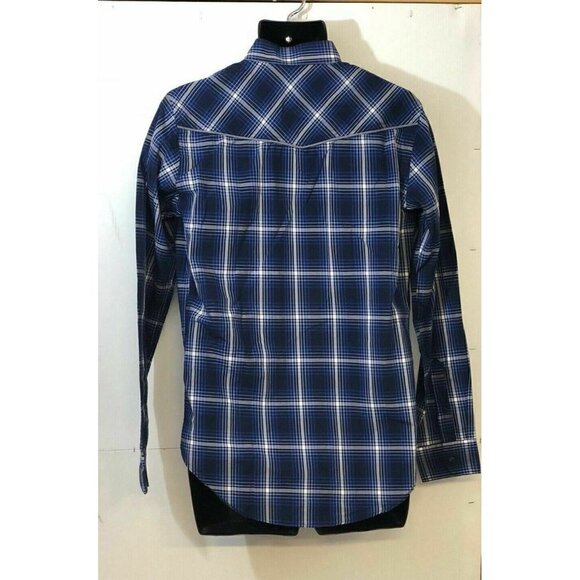 ZARA Man Denim Collection Blue Slim Plaid Shirt M - Picture 5 of 6